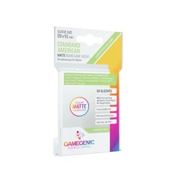 Matte Standard American-Sized Boardgame Sleeves 59 x 91 mm - Clear (50 Sleeves)