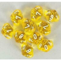 Chessex Translucent Ten d10 Set - Yellow/white
