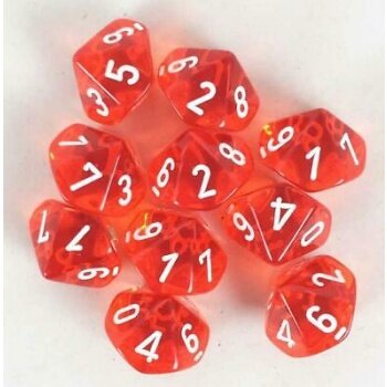 Chessex Translucent Ten d10 Set - Orange/white