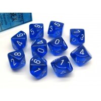 Chessex Translucent Ten d10 Set - Blue/white