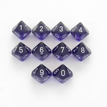 Chessex Translucent Ten d10 Set - Purple/white