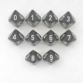 Chessex Translucent Ten d10 Set - Smoke/white