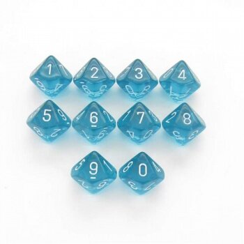 Chessex Translucent Ten d10 Set - Teal/white