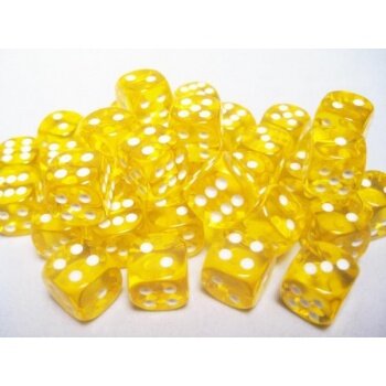 Chessex Translucent 12mm d6 with pips Dice Blocks (36 Dice) - Yellow w/white