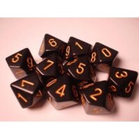 Chessex Opaque Ten d10 Set - Black/gold