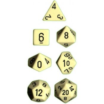 Chessex Opaque 7-Die Sets - Ivory w/black