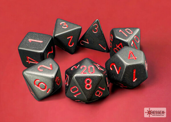 Chessex Opaque 7-Die Sets - Black w/red