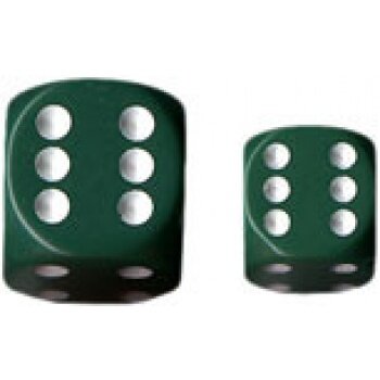 Chessex Opaque 16mm d6 with pips Dice Blocks (12 Dice) - Green w/white