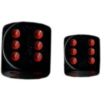Chessex Opaque 16mm d6 with pips Dice Blocks (12 Dice) - Black w/red