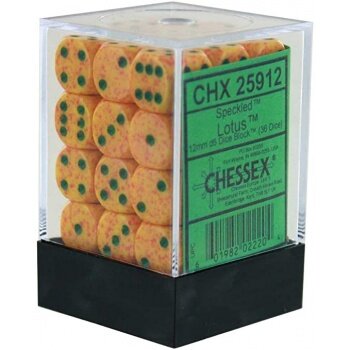 Chessex Speckled 12mm d6 Dice Blocks with Pips (36 Dice) - Lotus