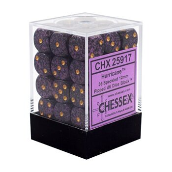 Chessex Speckled 12mm d6 Dice Blocks with Pips (36 Dice) - Hurricane