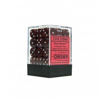 Chessex Speckled 12mm d6 Dice Blocks with Pips (36 Dice) - Silver Volcano