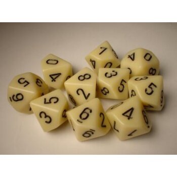 Chessex Opaque Ten d10 Set - Ivory/black