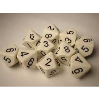 Chessex Opaque Ten d10 Set - White/black