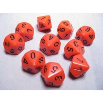 Chessex Opaque Ten d10 Set - Orange/black