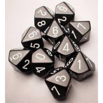 Chessex Opaque Ten d10 Set - Black/white