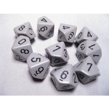 Chessex Opaque Ten d10 Set - Grey/black