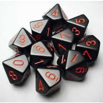 Chessex Opaque Ten d10 Set - Black/red