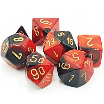 Chessex Gemini 7-Die Set - Black-Red w/gold