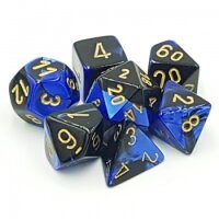 Chessex Gemini 7-Die Set - Black-Blue w/gold
