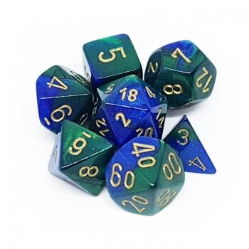 Chessex Gemini 7-Die Set - Blue-Green w/gold