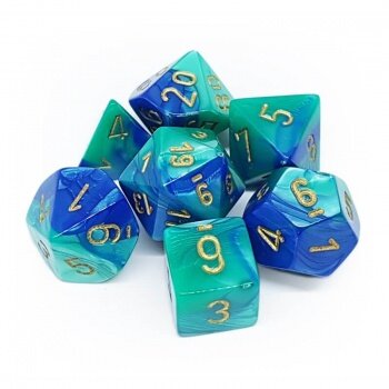 Chessex Gemini 7-Die Set - Blue-Teal w/gold