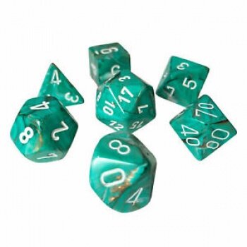 Chessex Marble 7-Die Set - Oxi-Copper w/white