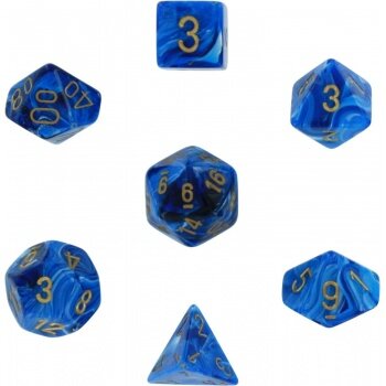 Chessex Vortex 7-Die Set - Blue w/gold