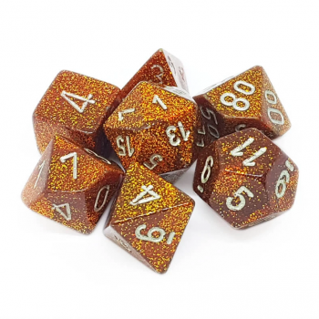 Chessex Glitter 7-Die Set - Gold w/silver
