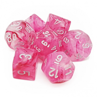 Chessex Ghostly Glow 7-Die Set - Pink w/silver