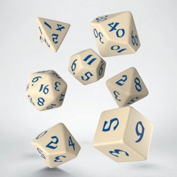 Classic Runic Beige & Blue Dice Set (7)