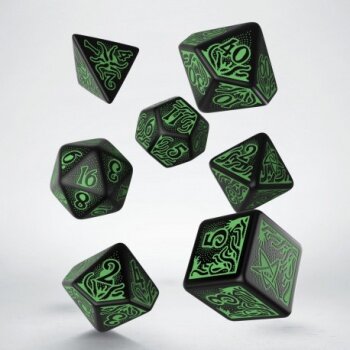 Call of Cthulhu RPG - 7th Edition Black & Green Dice Set (7)