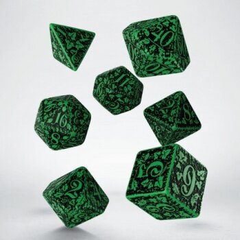 Forest 3D Green & Black Dice Set (7)