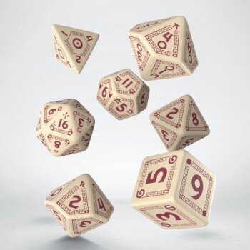 RuneQuest RPG - Beige & Burgundy Dice Set (7)
