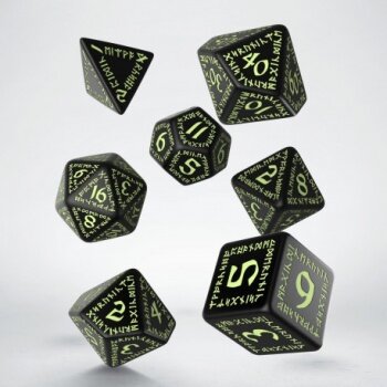 Runic Black & Glow-in-the-dark Dice Set (7)