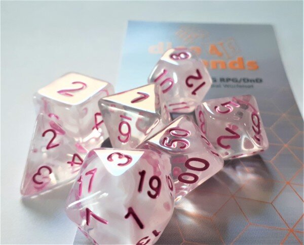 Würfelset Transparent: Pink Princess (7)