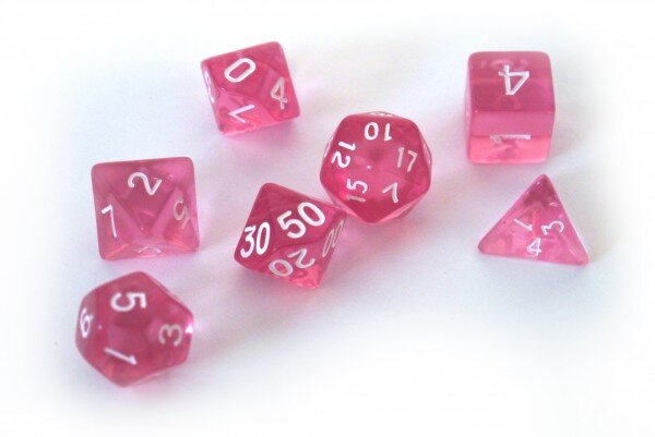 Würfelset Transparent: Pink (7)