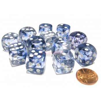 Chessex 16mm d6 with pips Dice Blocks (12 Dice) - Nebula Black w/white