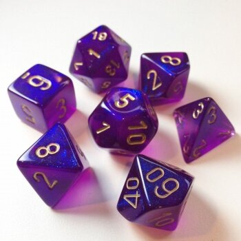 Chessex Borealis Royal Purple/Gold Luminary 7-Die Set