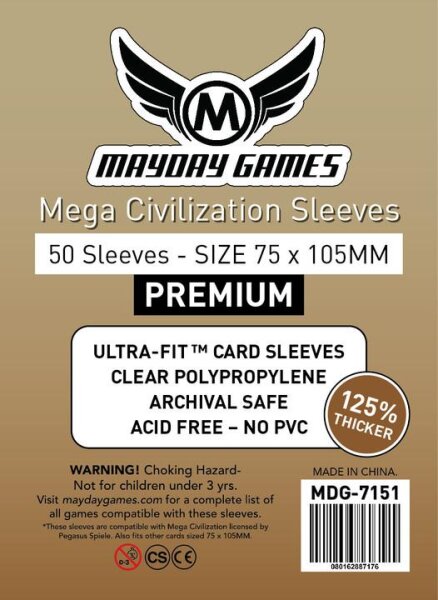 Card Sleeves - 75 x 105mm - Premium - Mega Civilization -50 Stück