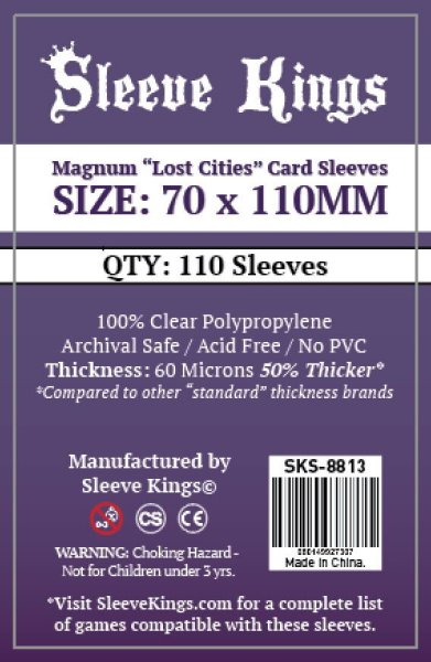 Card Sleeves - 70 x 110mm - Sleeve Kings - Magnum Lost Cities Card Compatible - 110 Stück - 60 Micronss