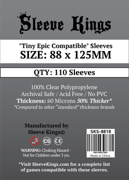 Card Sleeves - 88 x 125mm - Sleeve Kings - Tiny Epic Compatible - 110 Stück - 60 Micronss