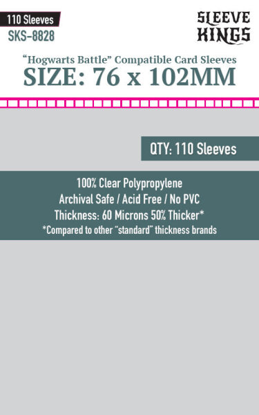 Card Sleeves - 76 x 102mm - Sleeve Kings - Hogwards Battle - Large - 110 Stück - 60 Micronss