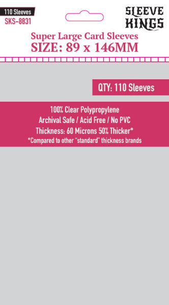 Card Sleeves - 89 x 146mm - Sleeve Kings - Super Large - 110 Stück - 60 Micronss