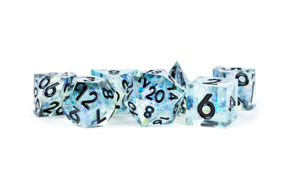 Handcrafted Sharp Edge Resin Dice Set: Captured Frost