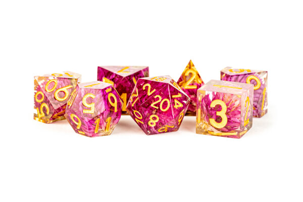 Handcrafted Sharp Edge Resin Dice Set: Thousand Day Red