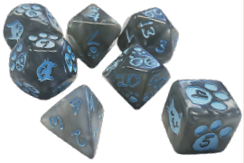 Kitten Polyhedral Dice Set Gray