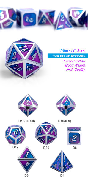 Metal & Enamel Dice Set (7) Cotton Candy