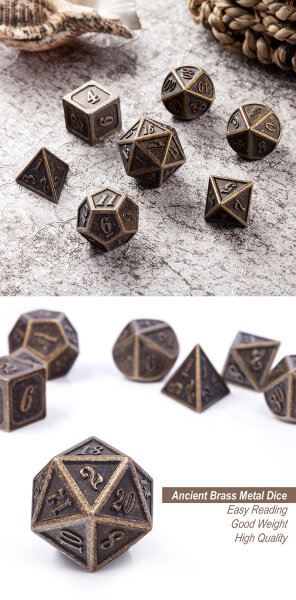 Metal & Enamel Dice Set (7) Bronze