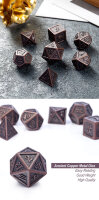 Metal & Enamel Dice Set (7) Copper
